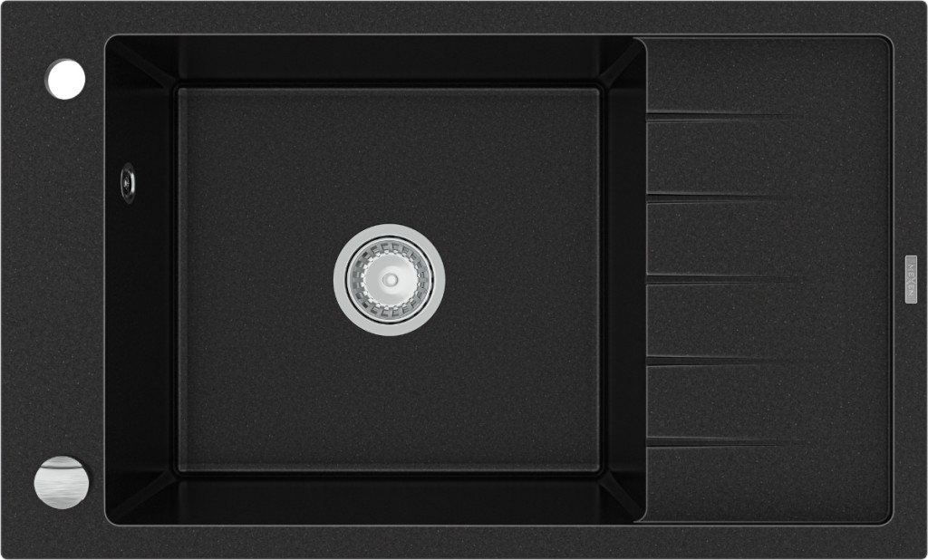 MEXEN MEXEN - Elias granitový drez 1 misa drez s vypúšťaním krátky Board 795x480 mm, čierna 6511791005-77
