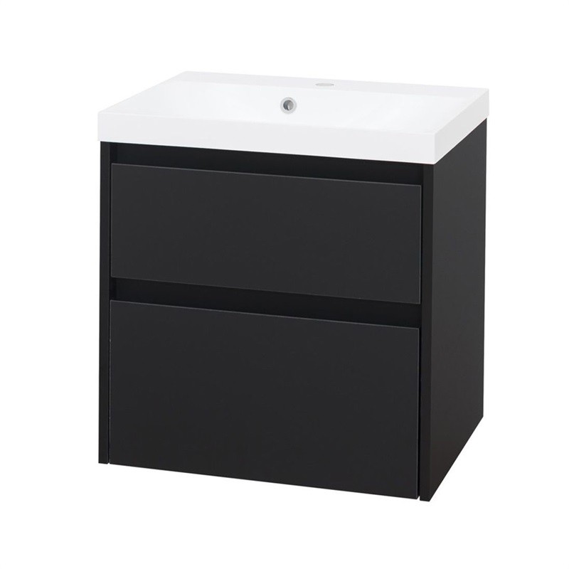 MEREO - Opto, kúpeľňová skrinka s umývadlom z liateho mramoru 61 cm, čierna CN940M