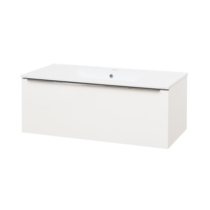MEREO - Mailo, kúpeľňová skrinka s keramickým umývadlom 101 cm, biela, chróm madlo CN517
