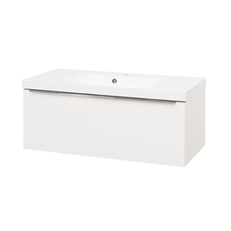 MEREO - Mailo, kúpeľňová skrinka s umývadlom z liateho mramoru 101 cm, biela, chróm madlo CN517M