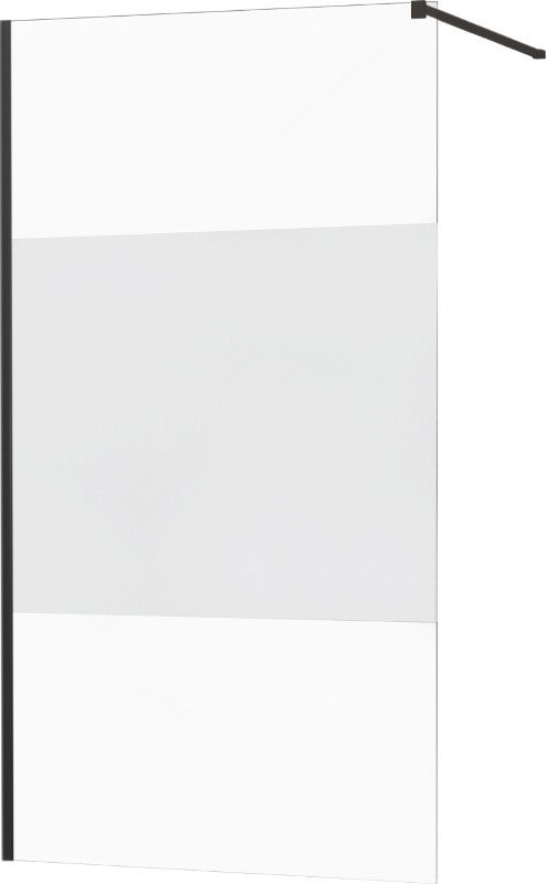MEXEN/S - KIOTO Sprchová zástena WALK-IN 080x200 cm 8 mm, čierna, Transparent / matné sklo 800-080-101-70-35