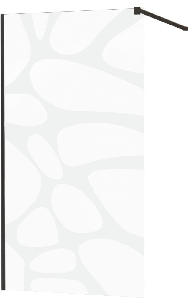 MEXEN/S - KIOTO Sprchová zástena WALK-IN 80x200 cm 8 mm, čierna, biely vzor 800-080-101-70-97