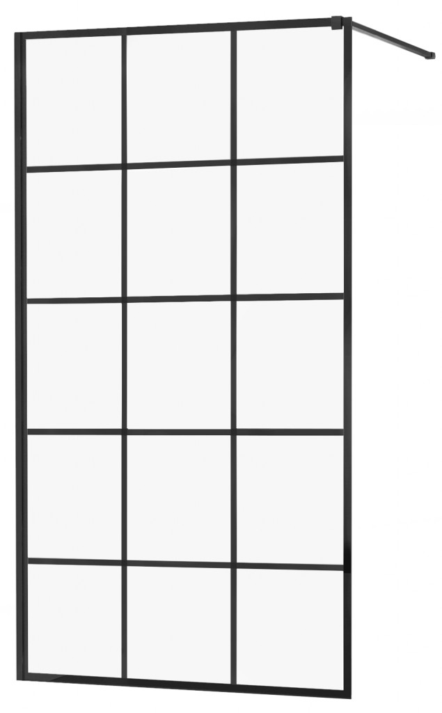 MEXEN/S - KIOTO Sprchová zástena WALK-IN 110x200 cm 8 mm, čierna, čierny vzor 1 800-110-101-70-77