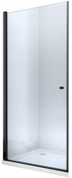 MEXEN - PRETORIA krídlové dvere 90x190 cm 6mm, čierne, transparent so stenovým profilom 852-090-000-70-00