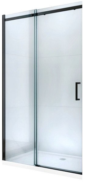 MEXEN - Omega posuvné sprchové dvere 140, transparent, čierna so sadou pre niku 825-140-000-70-00