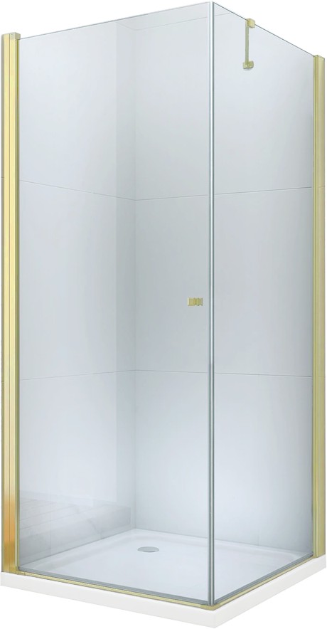 MEXEN/S - Pretoria otváracia sprchovací kút 70x90, číre sklo, zlato + vanička 852-070-090-50-00-4010