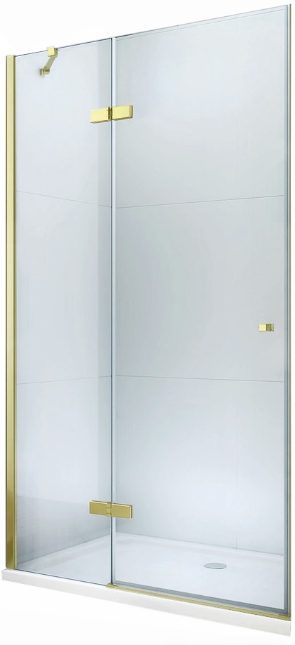 MEXEN - Roma sprchové dvere krídlové 90, transparent, zlatý so stenovým profilom 854-090-000-50-00