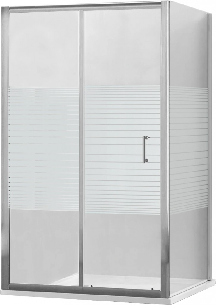 MEXEN/S - Apia Sprchovací kút 130x70, transparent / dekor, chróm + vanička so sifónom 840-130-070-01-20-4010