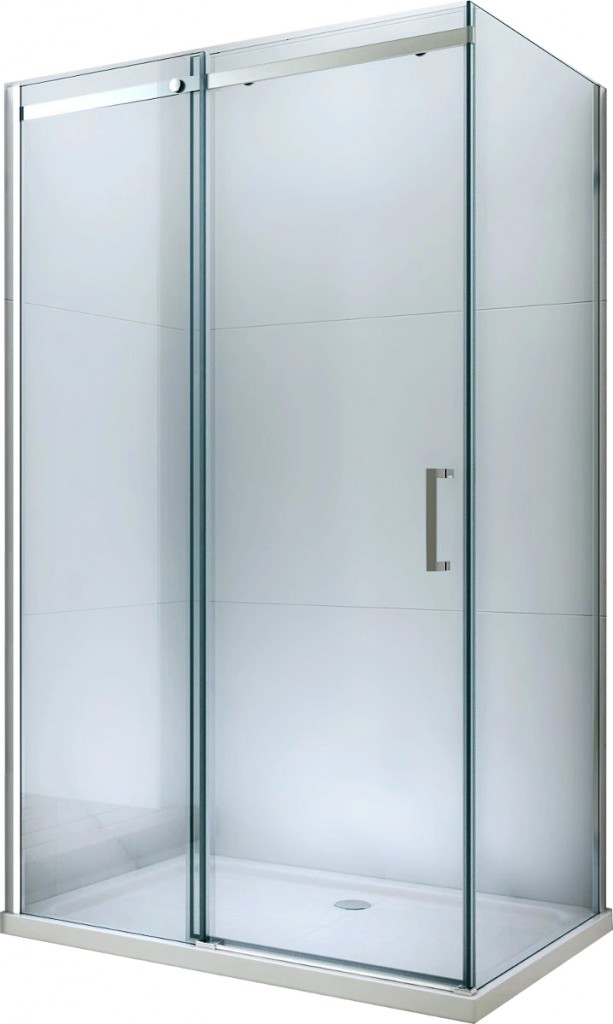 MEXEN/S - Omega sprchovací kút posuvný 100x90, sklo transparent, chrom + vanička 825-100-090-01-00-4010