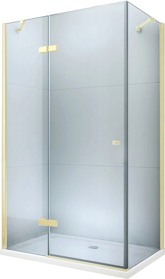MEXEN/S - Roma sprchovací kút 70x90, kyvný, číre sklo, zlatý + vanička -854-070-090-50-00-4010