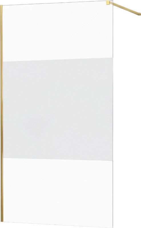 MEXEN/S - KIOTO Sprchová zástena WALK-IN 090x200 cm 8 mm, zlatá, Transparent/matné sklo 800-090-101-50-35