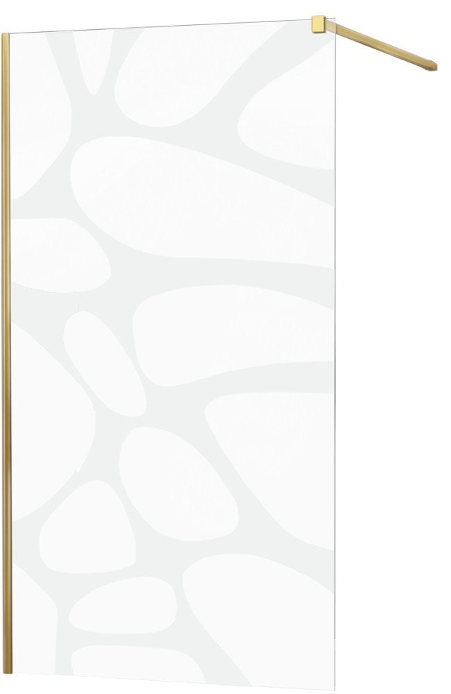 MEXEN/S - KIOTO Sprchová zástena WALK-IN 120x200 cm 8 mm, zlatá, biely vzor 800-120-101-50-97