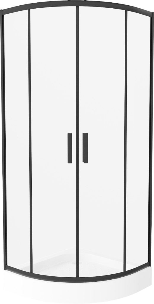 MEXEN/S - Rio štvrťkruhový sprchovací kút 80 x 80, transparent, čierna + vanička Rio 863-080-080-70-00-4710
