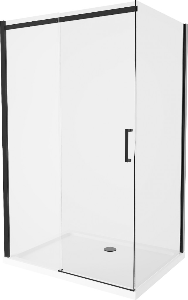 MEXEN/S - Omega sprchovací kút 100x70, transparent, čierna + biela vanička so sifónom 825-100-070-70-00-4010B