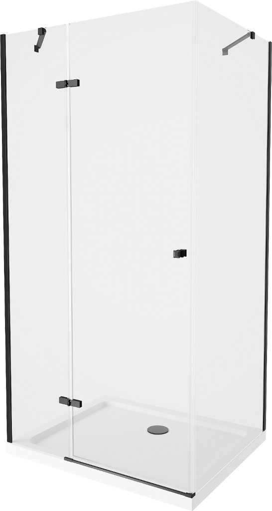 MEXEN/S - Roma sprchovací kút 70x110, transparent, čierna + biela vanička so sifónom 854-070-110-70-00-4010B