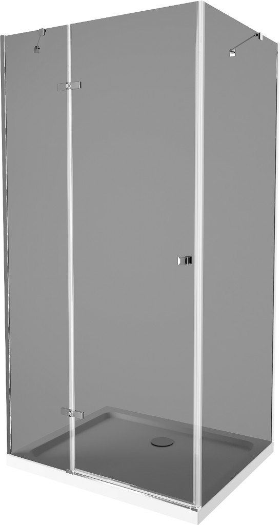 MEXEN/S - Roma sprchovací kút 90x70, grafit, chróm + biela vanička so sifónom 854-090-070-01-40-4010