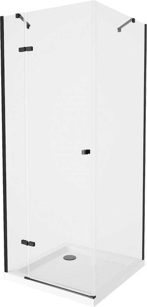 MEXEN/S - Roma sprchovací kút 90x90, transparent, čierna + biela vanička so sifónom 854-090-090-70-00-4010B