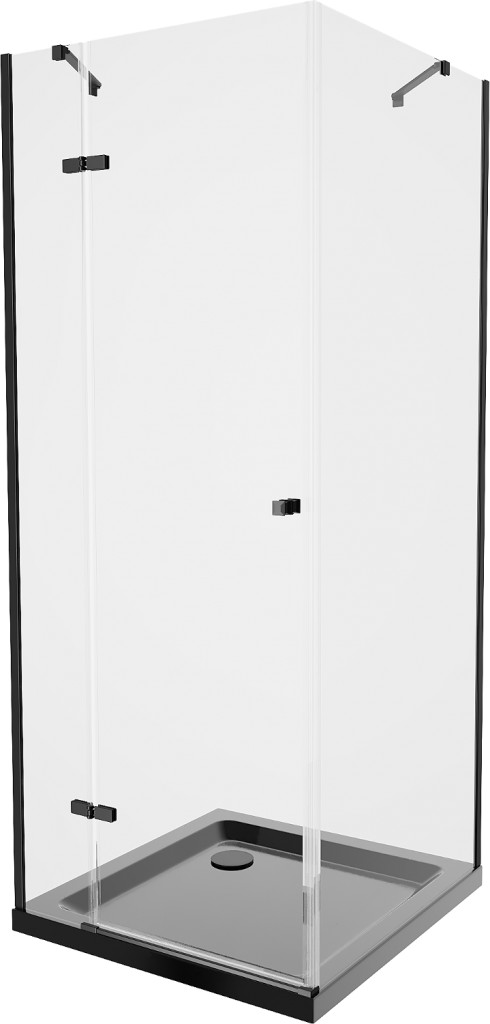 MEXEN/S - Roma sprchovací kút 90x90, transparent, čierna + čierna vanička so sifónom 854-090-090-70-00-4070B