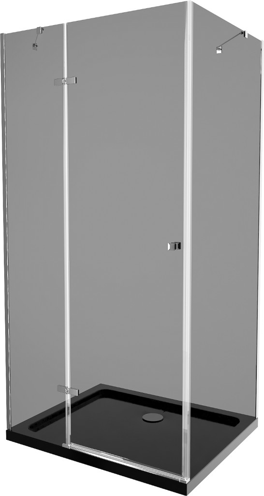 MEXEN/S - Roma sprchovací kút 90x100, grafit, chróm + čierna vanička so sifónom 854-090-100-01-40-4070