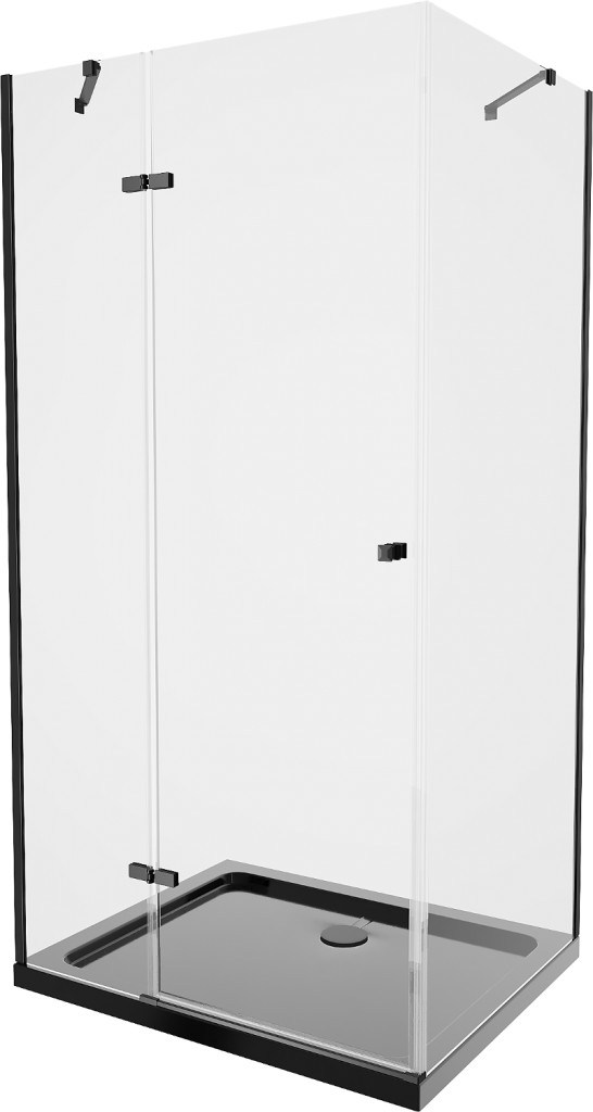 MEXEN/S - Roma sprchovací kút 90x120, transparent, čierna + čierna vanička so sifónom 854-090-120-70-00-4070B