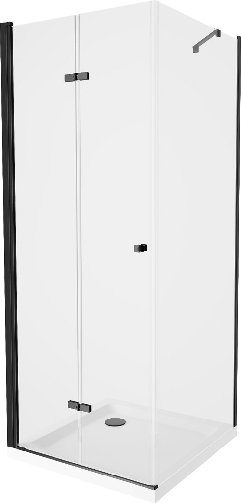 MEXEN/S - Lima sprchovací kút 80x80, transparent, čierna + biela vanička so sifónom 856-080-080-70-00-4010B