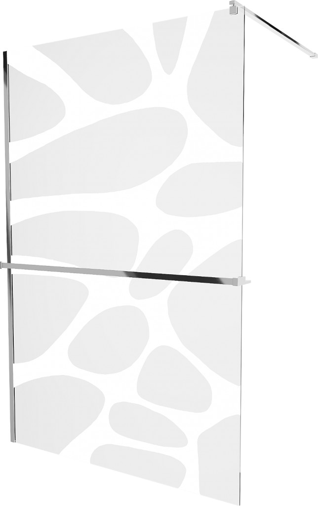 MEXEN/S - KIOTO Sprchová zástena WALK-IN s poličkou a držiakom uterákov 80 x 200, biely dekor 8 mm, chróm 800-080-121-01-97