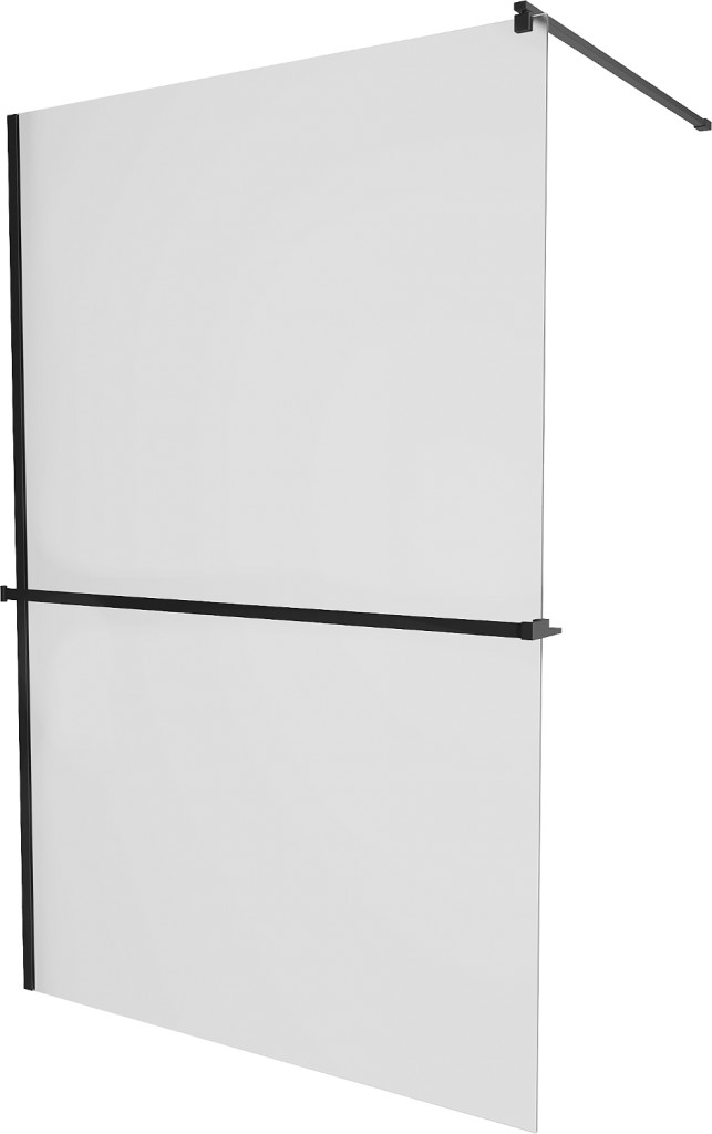 MEXEN/S - KIOTO Sprchová zástena WALK-IN s poličkou a držiakom uterákov 80 x 200, matné sklo 8 mm, čierna 800-080-121-70-30