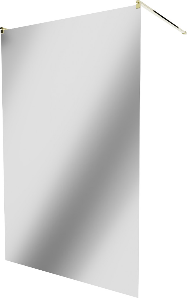 MEXEN/S - KIOTO samostatne stojaca sprchová zástena 100 x 200, zrkadlové, zlatá 800-100-002-50-50