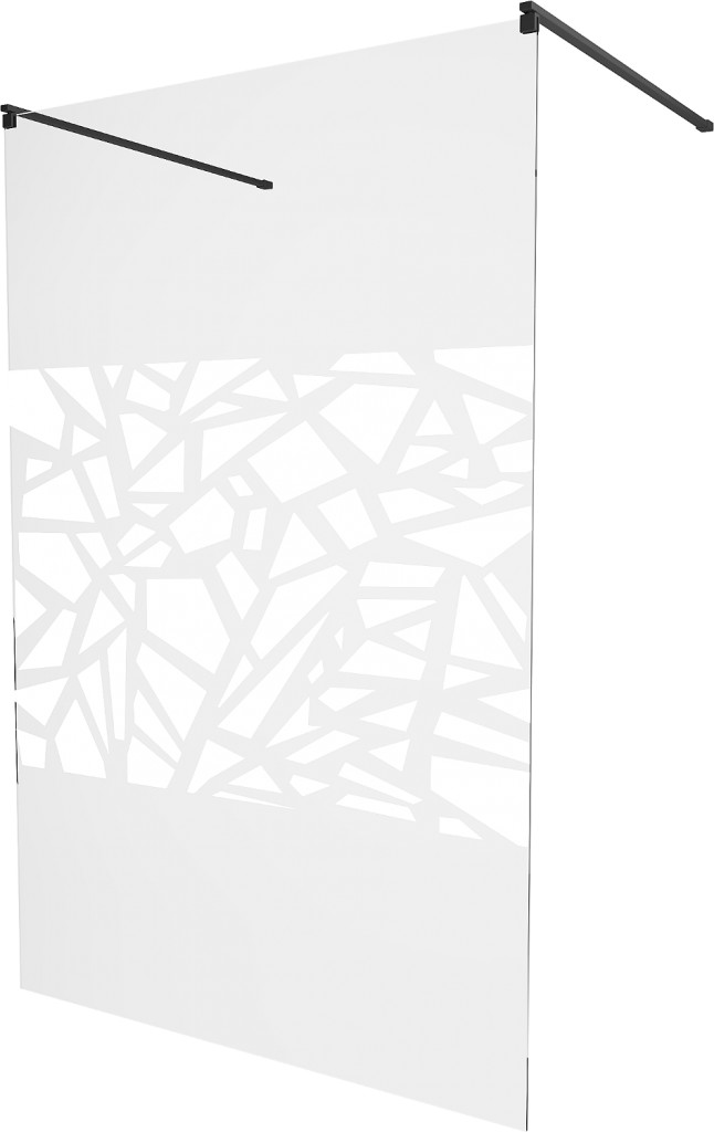 MEXEN/S - KIOTO samostatne stojaca sprchová zástena 100 x 200, transparent/biela vzor 8 mm, čierna 800-100-002-70-85