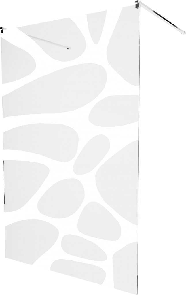 MEXEN/S - KIOTO samostatne stojaca sprchová zástena 110 x 200, transparent/biela vzor 8 mm, chróm 800-110-002-01-97