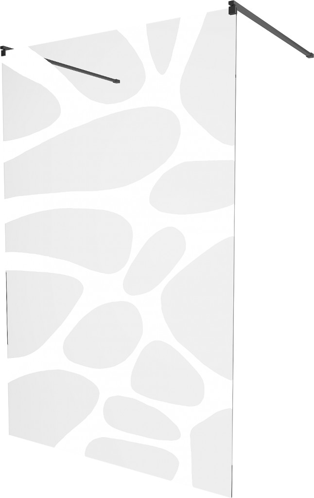 MEXEN/S - KIOTO samostatne stojaca sprchová zástena 120 x 200, transparent/biela vzor 8 mm, čierna 800-120-002-70-97