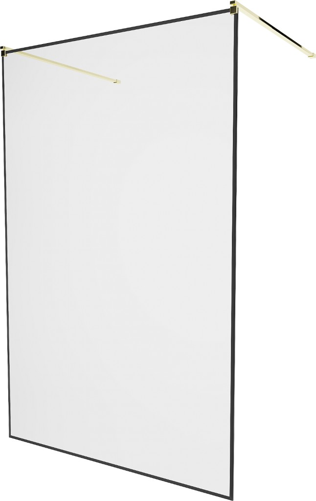 MEXEN/S - KIOTO samostatne stojaca sprchová zástena 130 x 200, transparent/čierna vzor 8 mm, zlatá 800-130-002-50-70