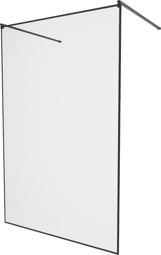 MEXEN/S - KIOTO Sprchová zástena 130 x 200, transparent/čierna vzor 8 mm, čierna 800-130-002-70-70