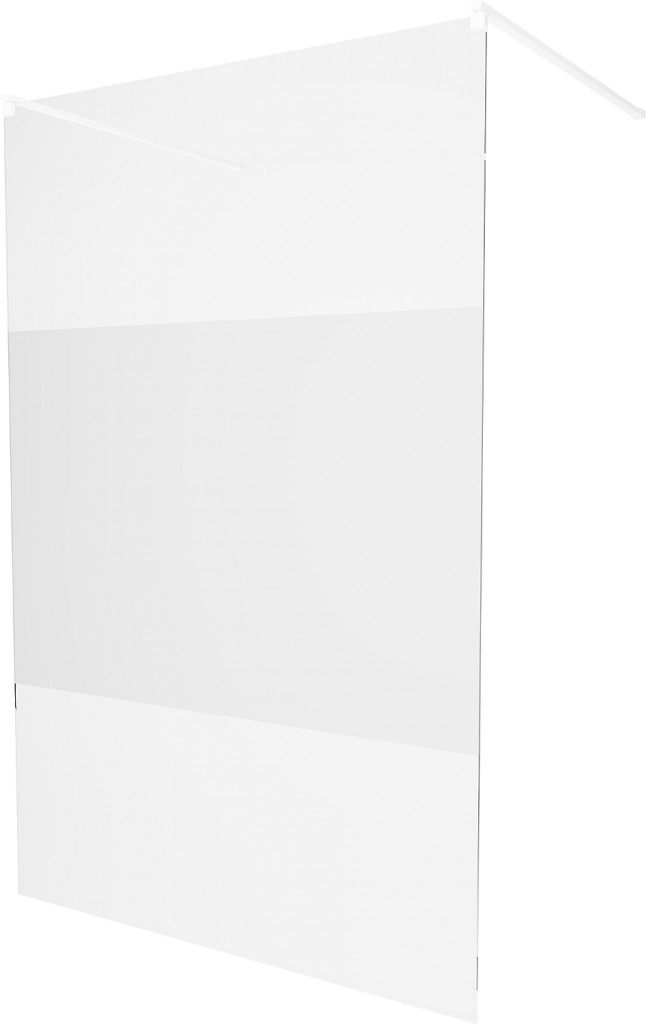 MEXEN/S - KIOTO samostatne stojaca sprchová zástena 100 x 200, transparent/dekor 8 mm, biela 800-100-002-20-35