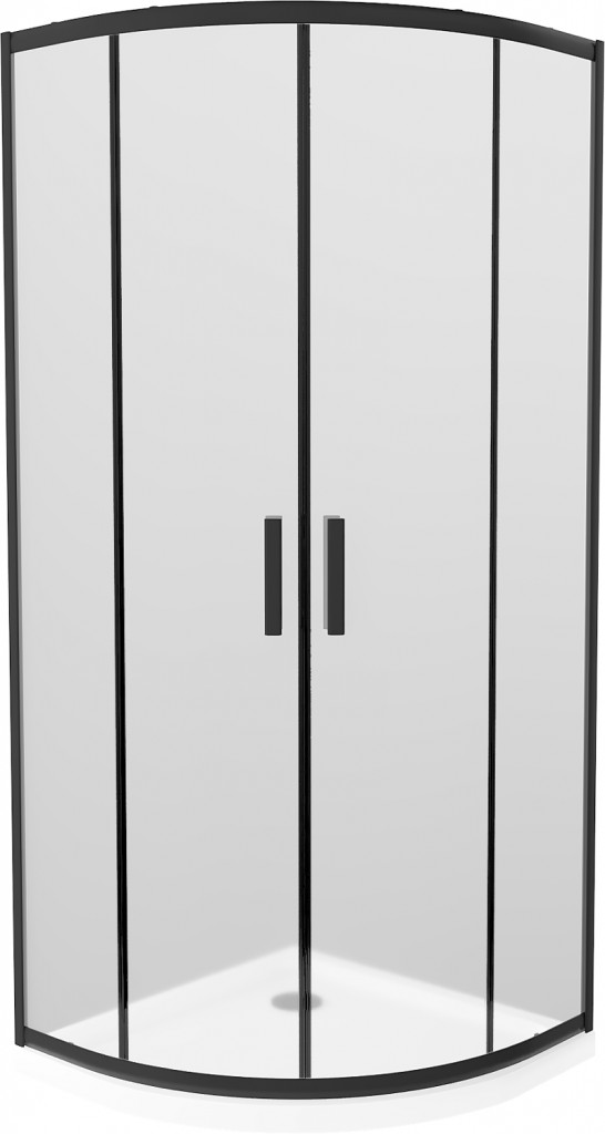 MEXEN/S - Apia sprchovací kút štvrťkruh 80x80, dekor, čierna + biela vanička so sifónom 863-080-080-70-30-4110B
