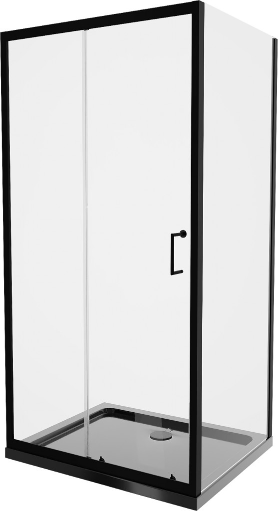 MEXEN/S - Apia Sprchovací kút 110x70, transparent, čierna + vanička so sifónom 840-110-070-70-00-4070B
