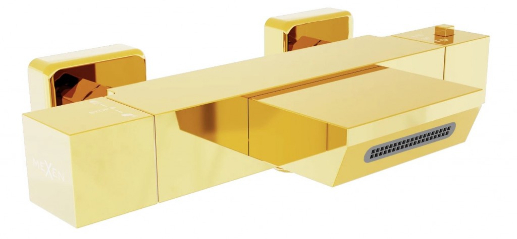 MEXEN - Termostatická vaňová batéria Cube, zlatá 77360-50