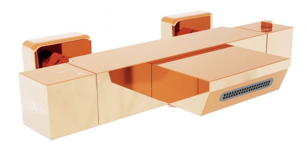 MEXEN - Termostatická vaňová batéria Cube, ružové zlato 77360-60