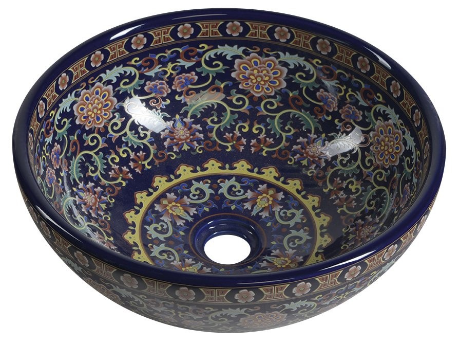 SAPHO - PRIORI keramické umývadlo na dosku Ø 41 cm, fialová se vzorom PI022
