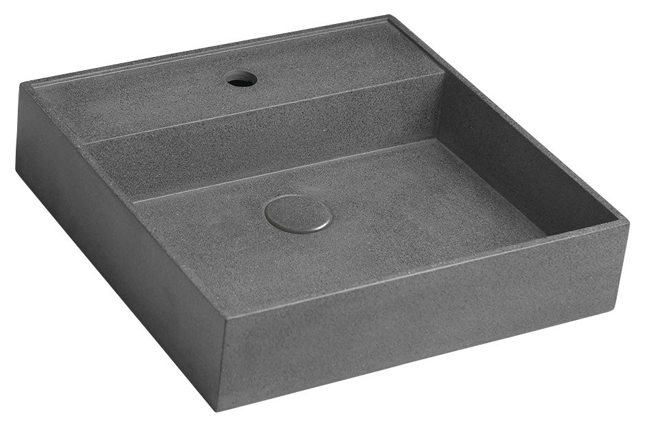 SAPHO - QUADRADO betónové umývadlo na dosku vrátane výpuste, 46x46cm, čierny granit AR468
