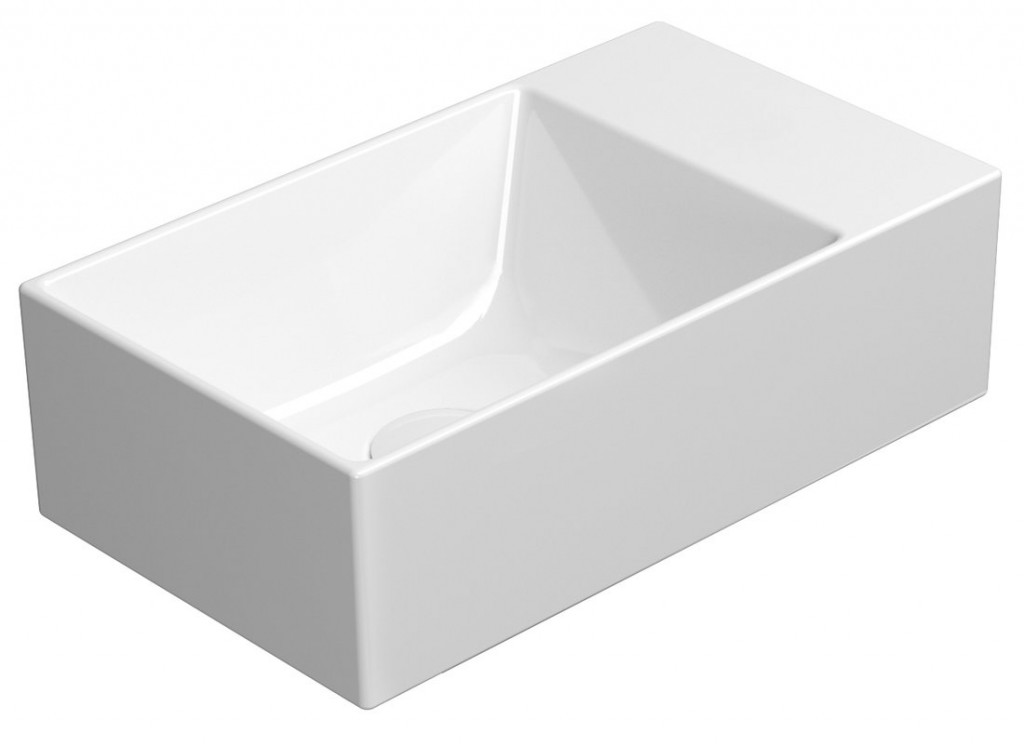 GSI - KUBE X keramické umývadlo 40x23cm, bez otvoru, pravé/ľavé, biela ExtraGlaze 9484011