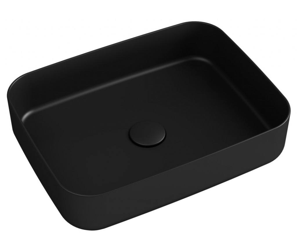 ISVEA - INFINITY RECTANGLE keramické umývadlo na dosku, 50x36cm, čierna 10NF65050-2N