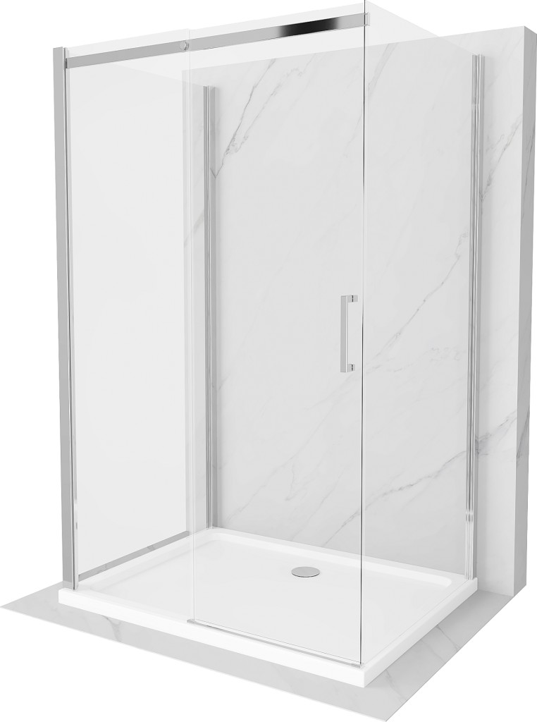 MEXEN/S - OMEGA sprchovací kút 3-stenný 100x100, transparent, chróm + vanička vrátane sifónu 825-100-100-01-00-3s-4010