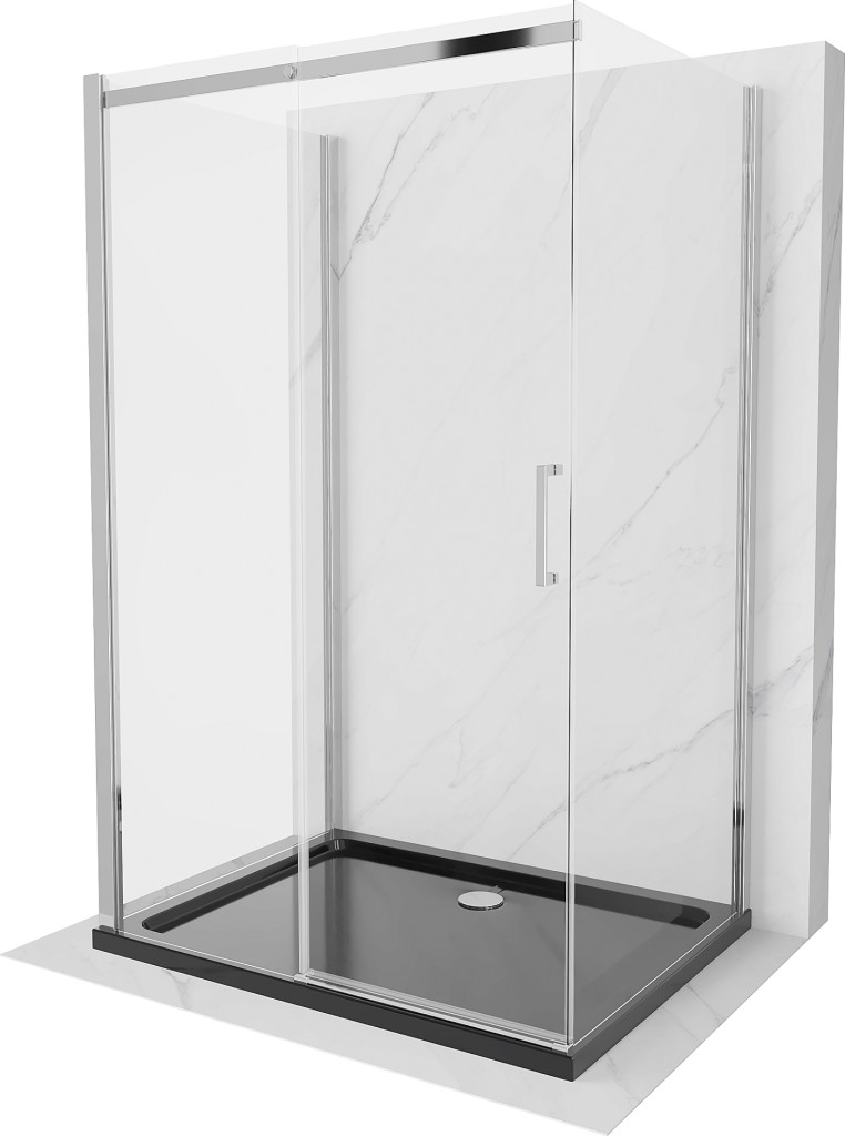 MEXEN/S - OMEGA sprchovací kút 3-stenný 100x100, transparent, chróm + vanička vrátane sifónu 825-100-100-01-00-3s-4070