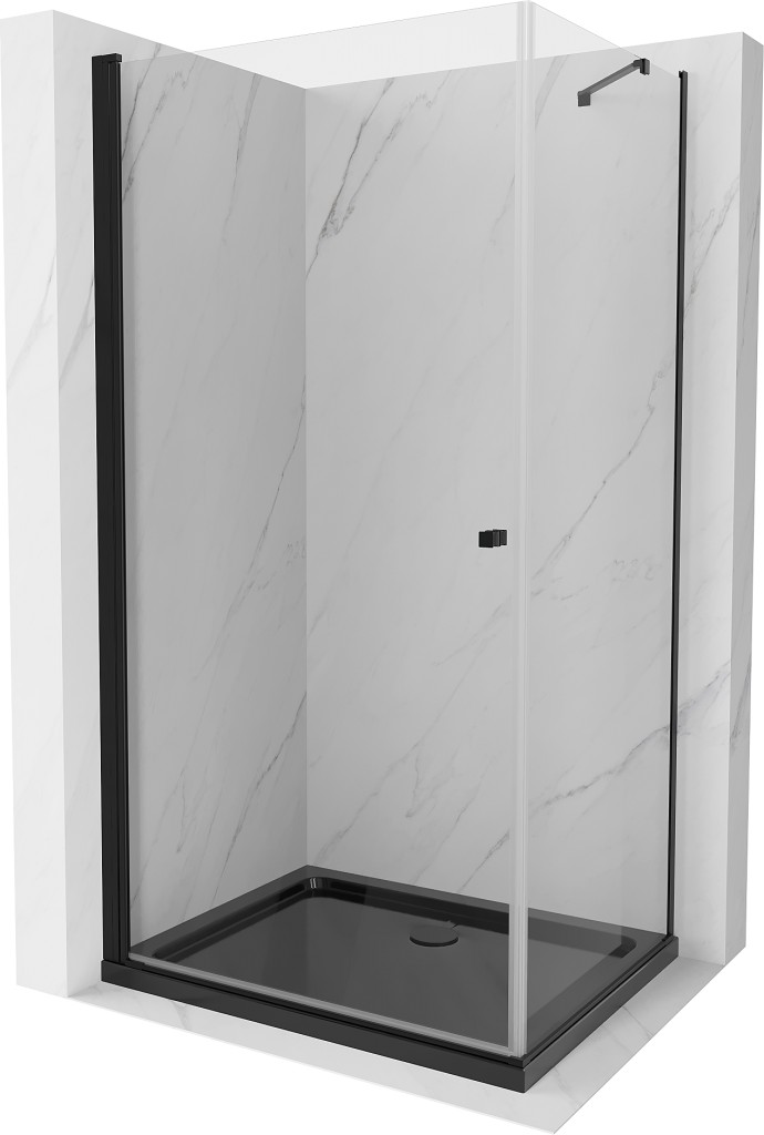 MEXEN/S - Pretória sprchovací kút 70x80, transparent, čierna + sprchová vanička vrátane sifónu 852-070-080-70-00-4070B