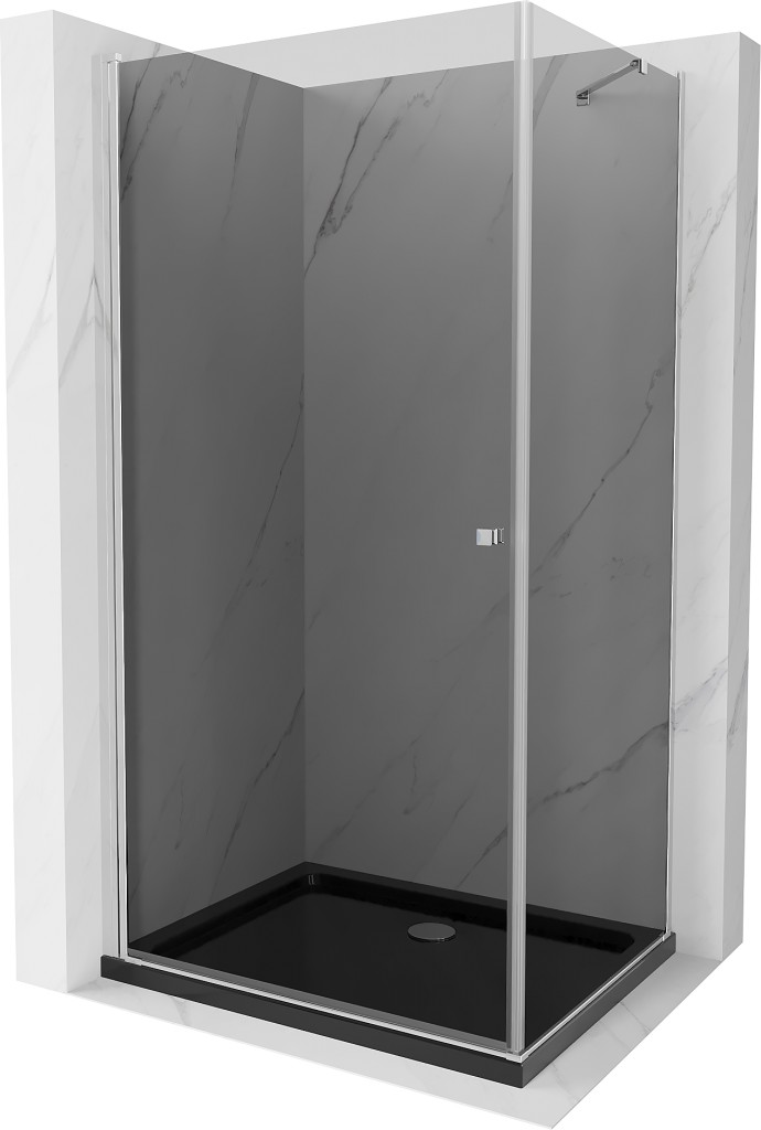 MEXEN/S - Pretória sprchovací kút 70x90, grafit, chróm + sprchová vanička vrátane sifónu 852-070-090-01-40-4070
