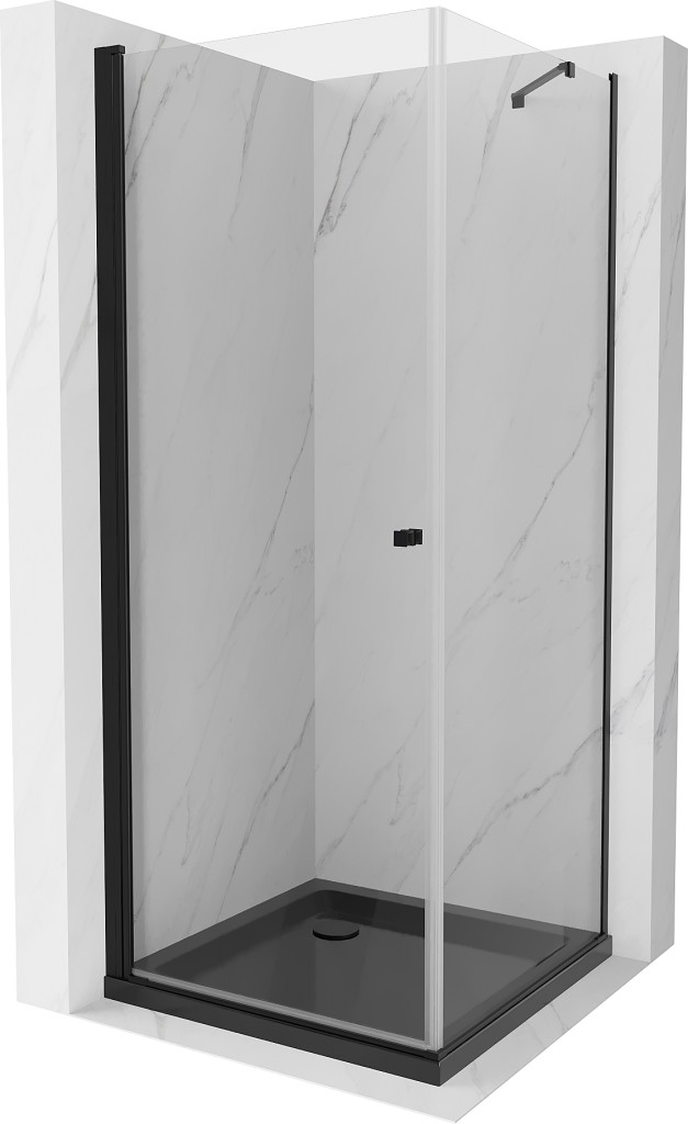 MEXEN/S - Pretória sprchovací kút 80x80, transparent, čierna + sprchová vanička vrátane sifónu 852-080-080-70-00-4070B