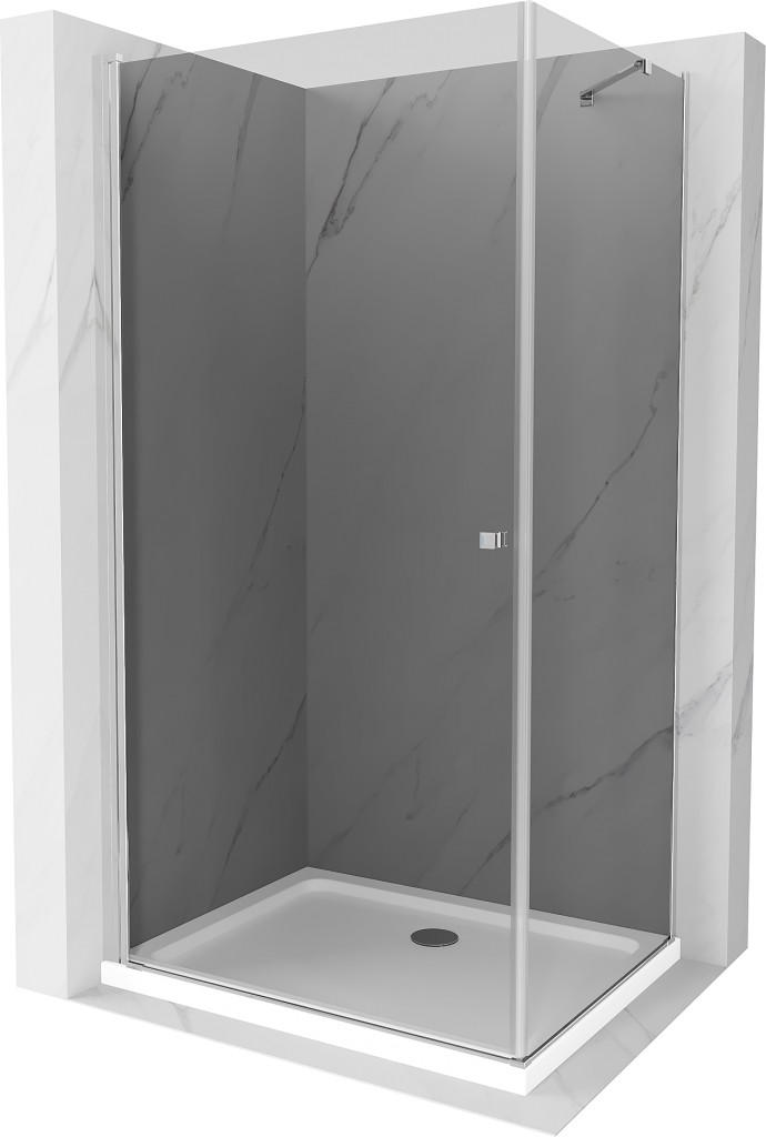 MEXEN/S - Pretória sprchovací kút 90x70, grafit, chróm + sprchová vanička vrátane sifónu 852-090-070-01-40-4010