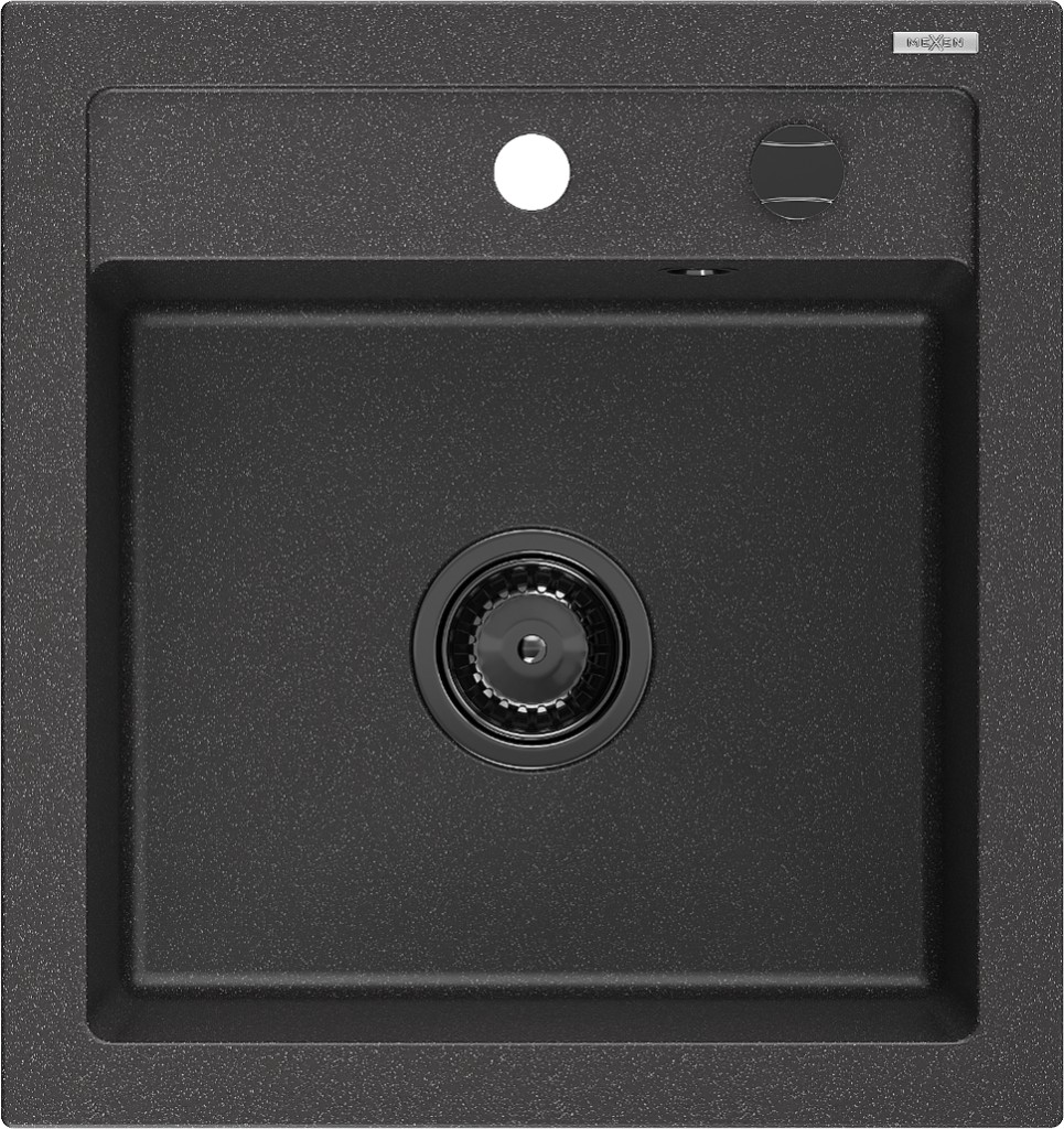 MEXEN/S MEXEN/S - Vito Vito granitový drez 1-miska 520x490 mm, čierna kropenatá, + čierny sifón 6503521000-76-B