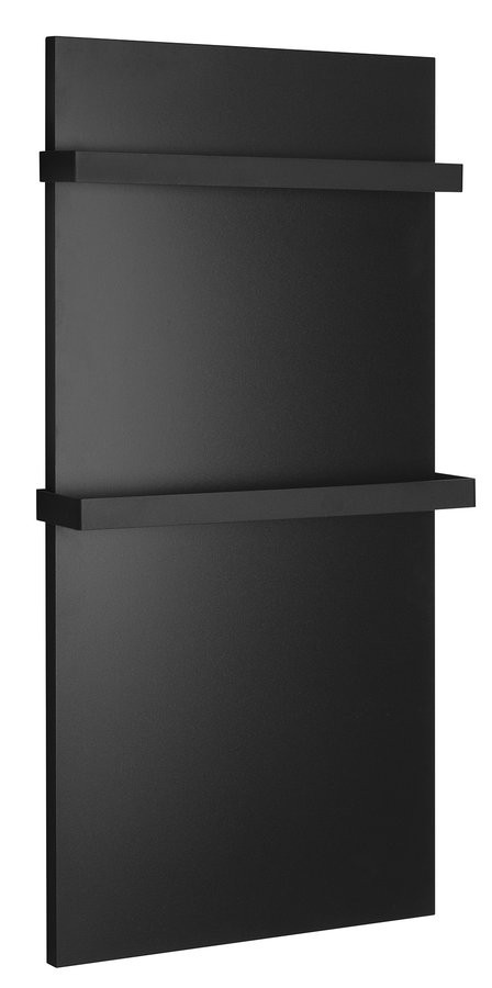 SAPHO - ENIS kúpeľňový sálavý vykurovací panel 600W, 590x1200 držiaky uterákov, IP44, čierna mat RH600B-2